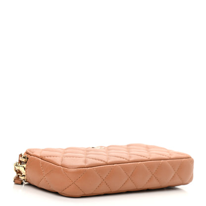 Chanel Lambskin Quilted Small Clutch With Chain Dark Beige 4 of 13