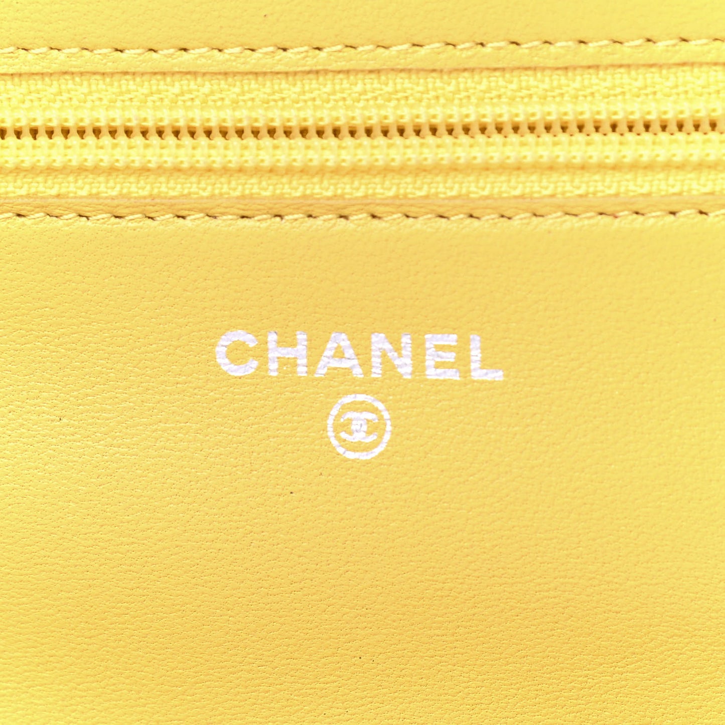 Lambskin Quilted Wallet on Chain WOC Yellow