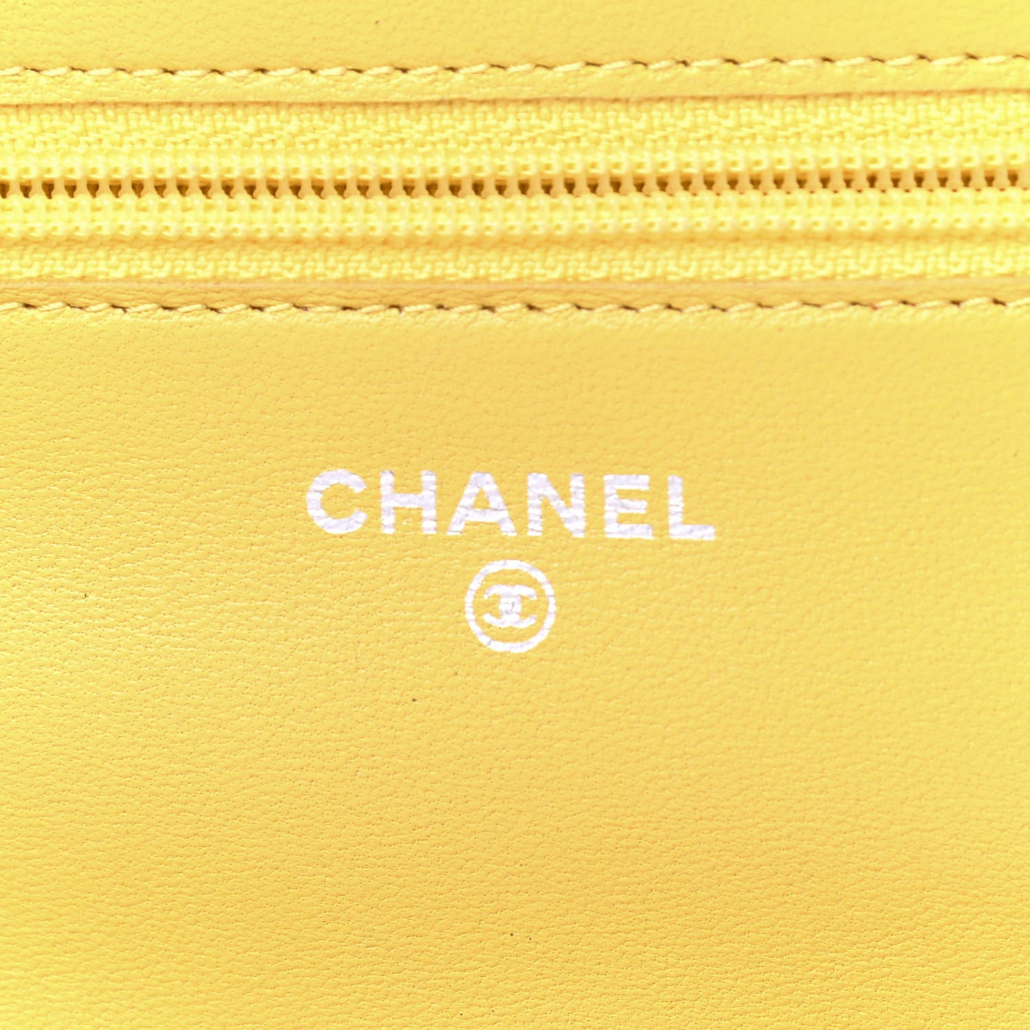 Chanel Lambskin Quilted Wallet on Chain WOC Yellow 6 of 10
