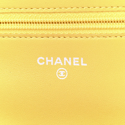 Chanel Lambskin Quilted Wallet on Chain WOC Yellow 6 of 10