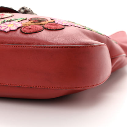 Gucci Calfskin Web Embroidered Medium Dionysus Hobo Hibiscus Red 10 of 17