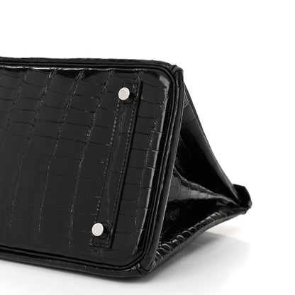 Hermes Shiny Porosus Crocodile Birkin 30 Black 10 of 12