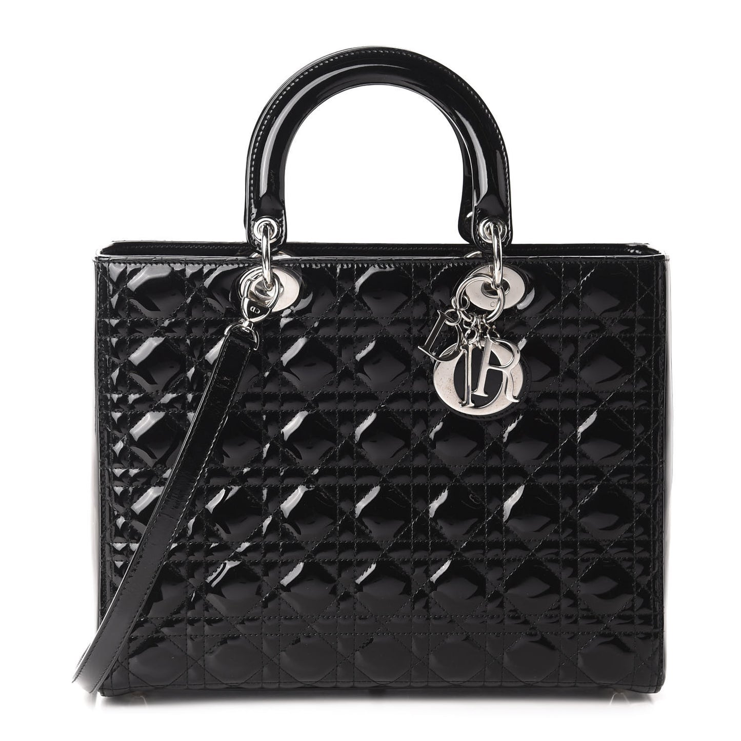 Patent Cannage Large Lady Dior Black