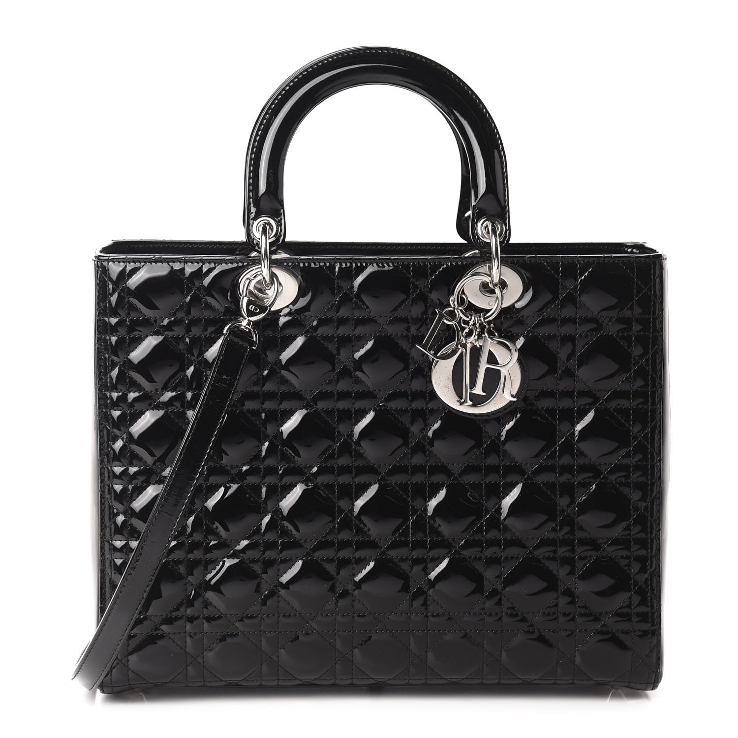 Christian Dior Patent Cannage Large Lady Dior Black 1 of 9