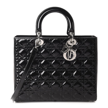 Christian Dior Patent Cannage Large Lady Dior Black 1 of 9