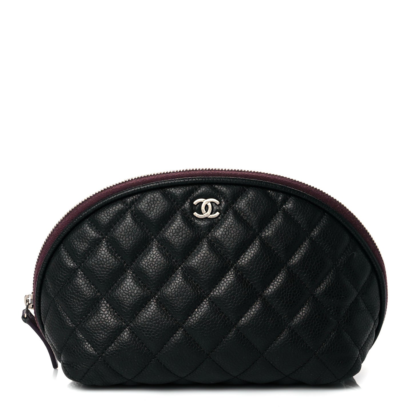 Caviar Quilted Small Curvy Cosmetic Case Black
