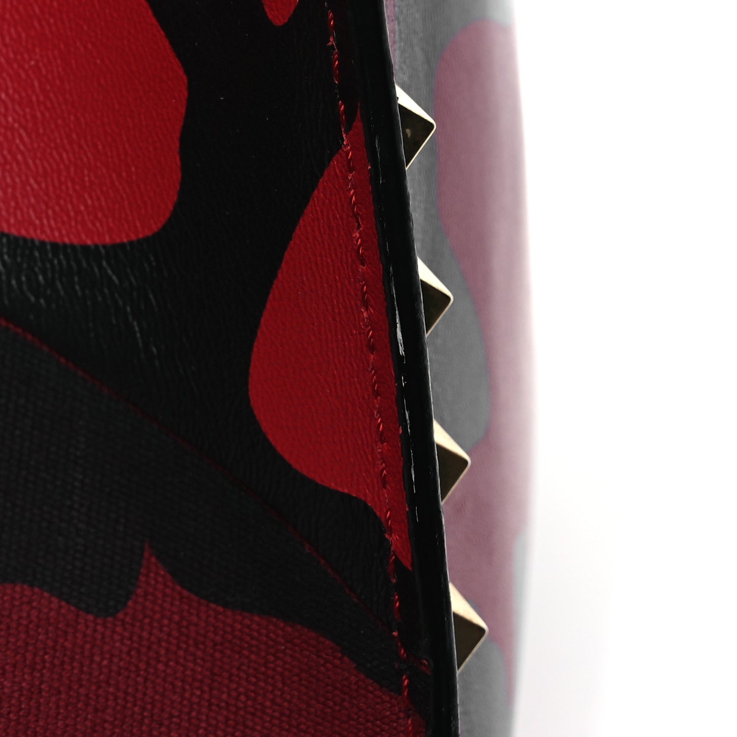 Nappa Canvas Camouflage Medium Rockstud Soft Tote Red