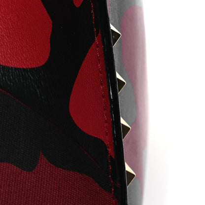 Valentino Garavani Nappa Canvas Camouflage Medium Rockstud Soft Tote Red 18 of 20