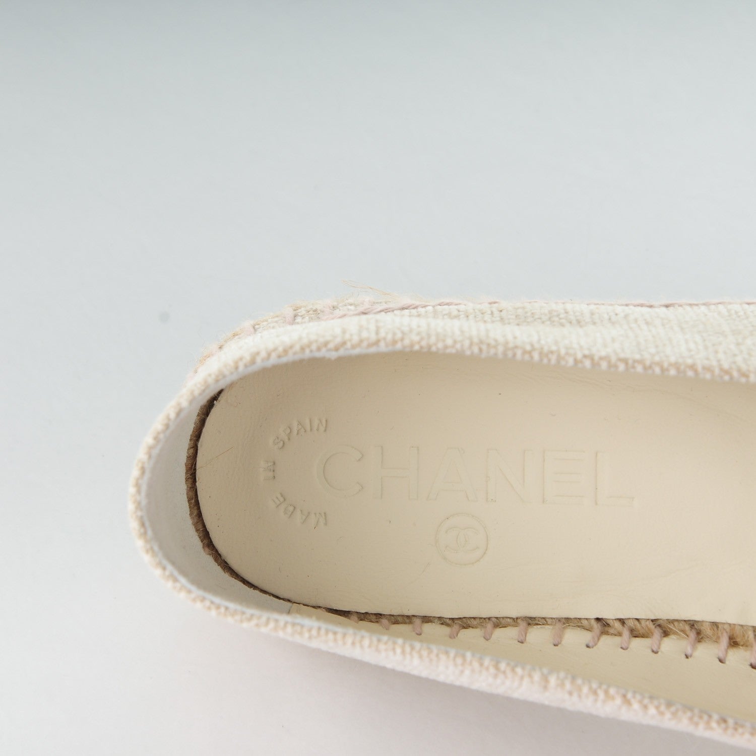 Chanel Toile Sequin CC Espadrilles 37 Beige Black 9 of 9