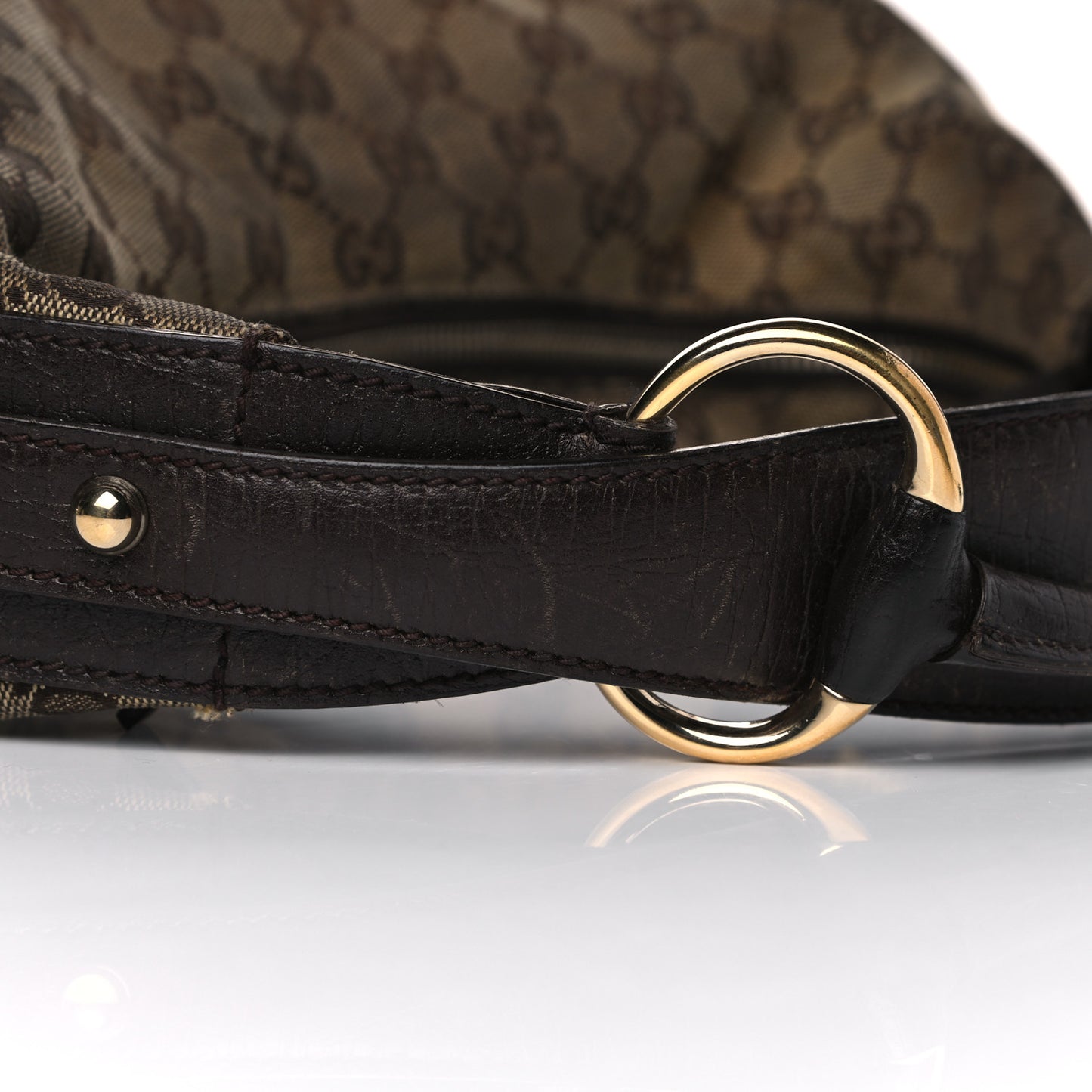Monogram Medium Horsebit Chain Hobo Dark Brown