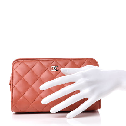 Chanel Lambskin Quilted Cosmetic Case Red 2 of 8