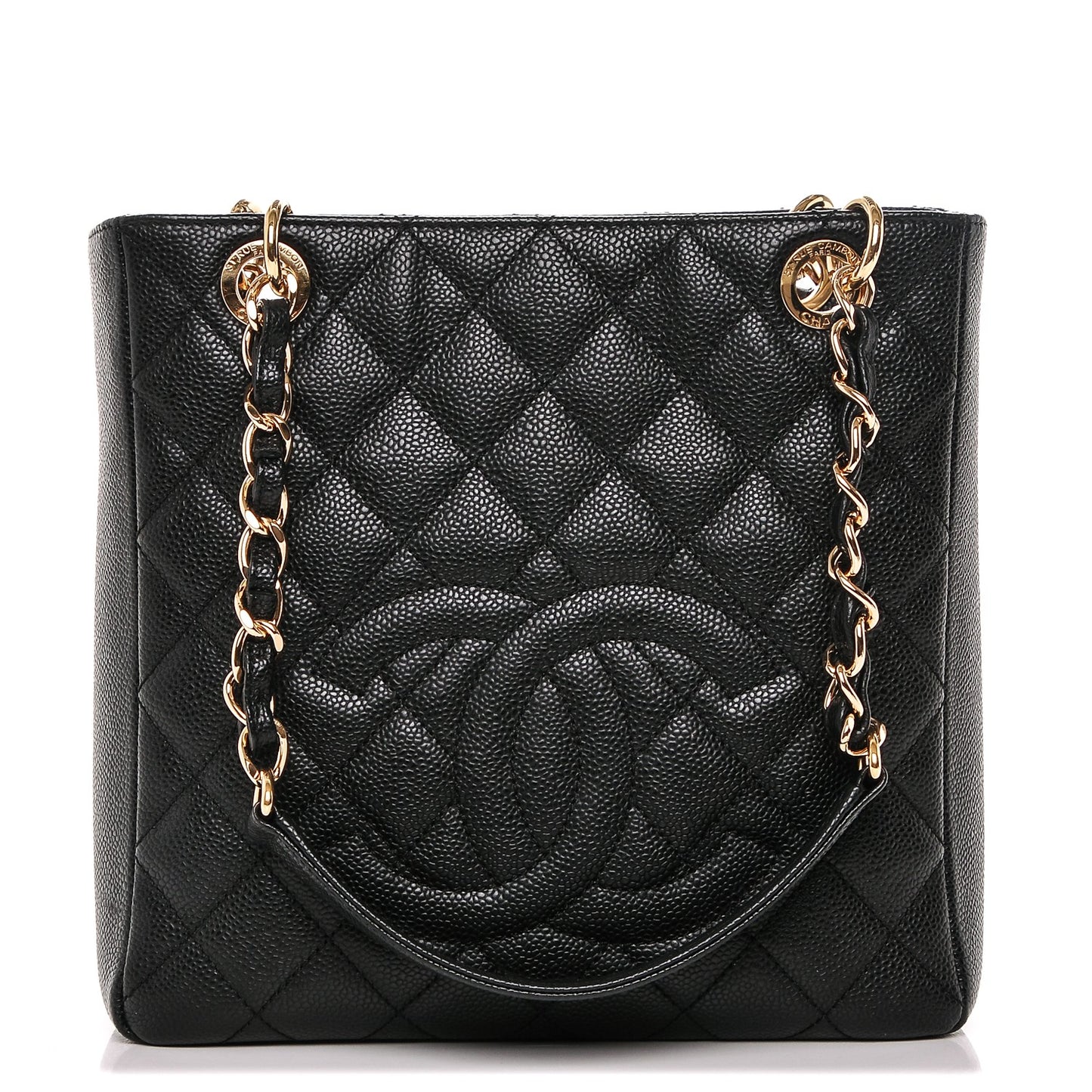 Caviar Quilted Petit Shopping Tote PST Black