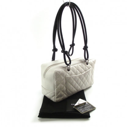 Chanel Calfskin Quilted Large Cambon Bowler White Black 3 of 13