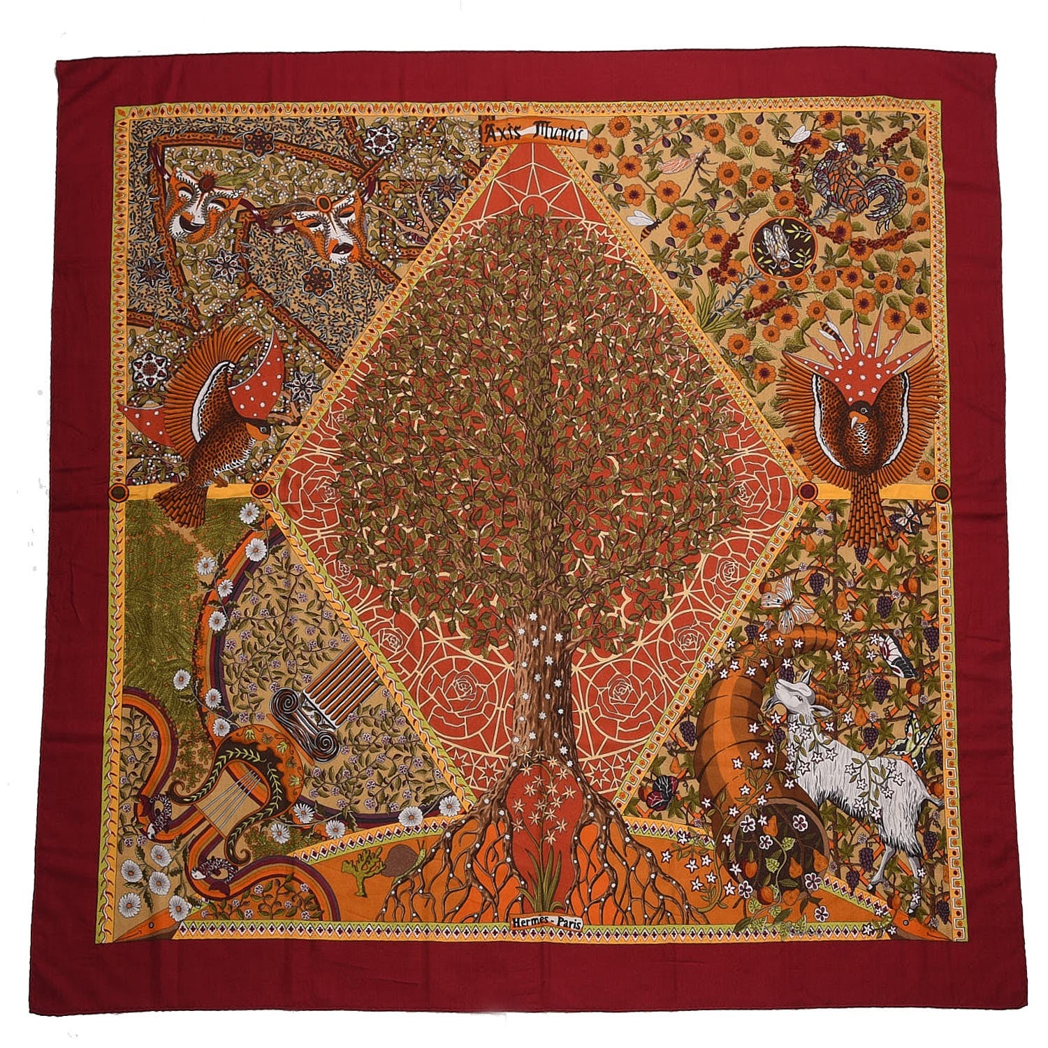 Hermes Cashmere Silk Axis Mundi Shawl 140 1 of 7