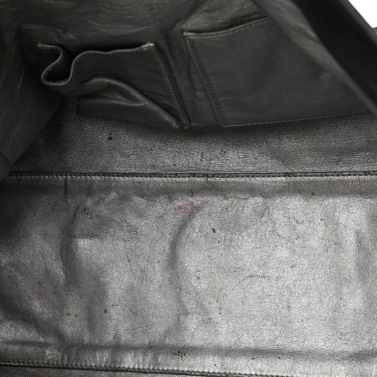 Glazed Calfskin East West Modern Chain Tote Black