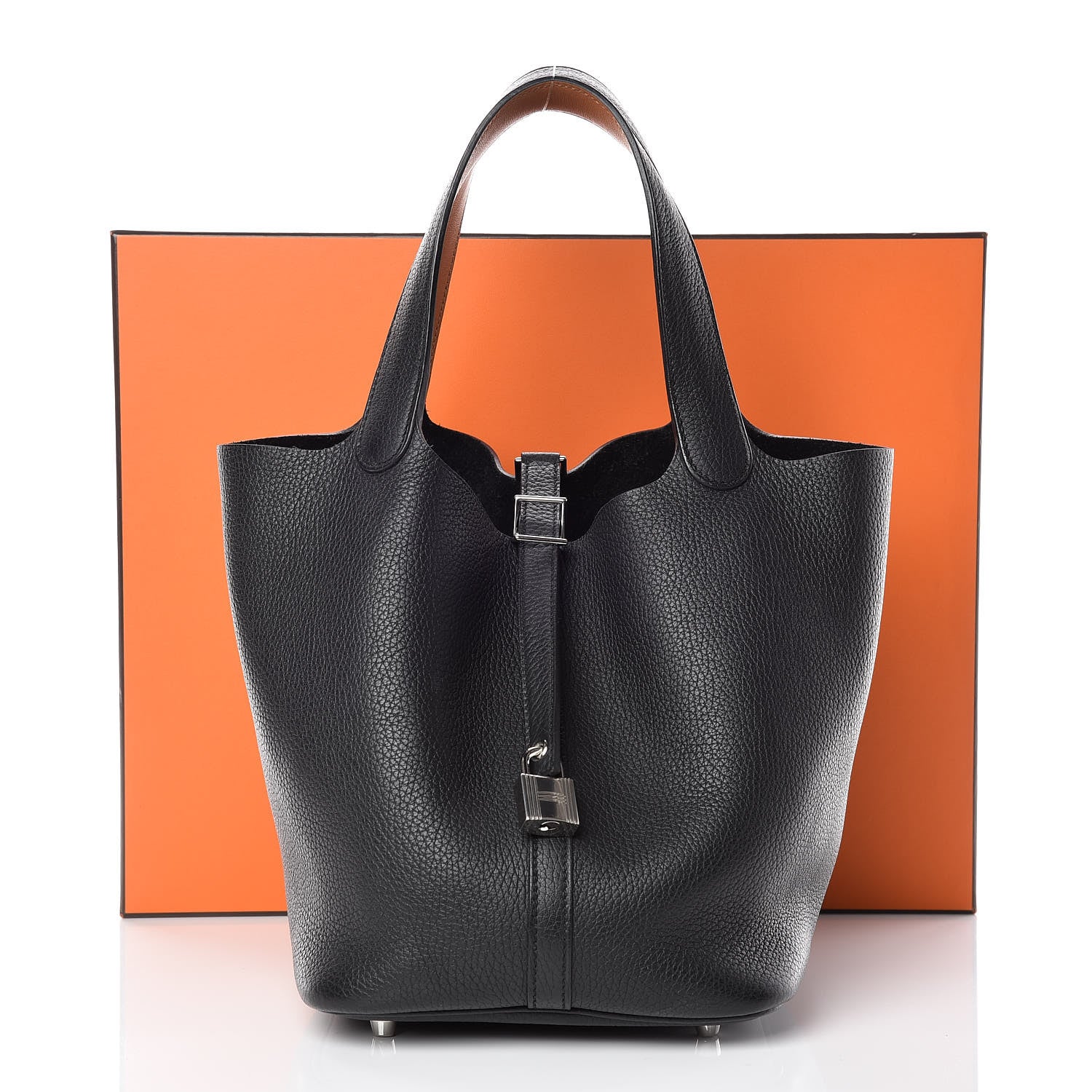 Hermes Taurillon Clemence Picotin Lock 22 MM Black Gold 12 of 12