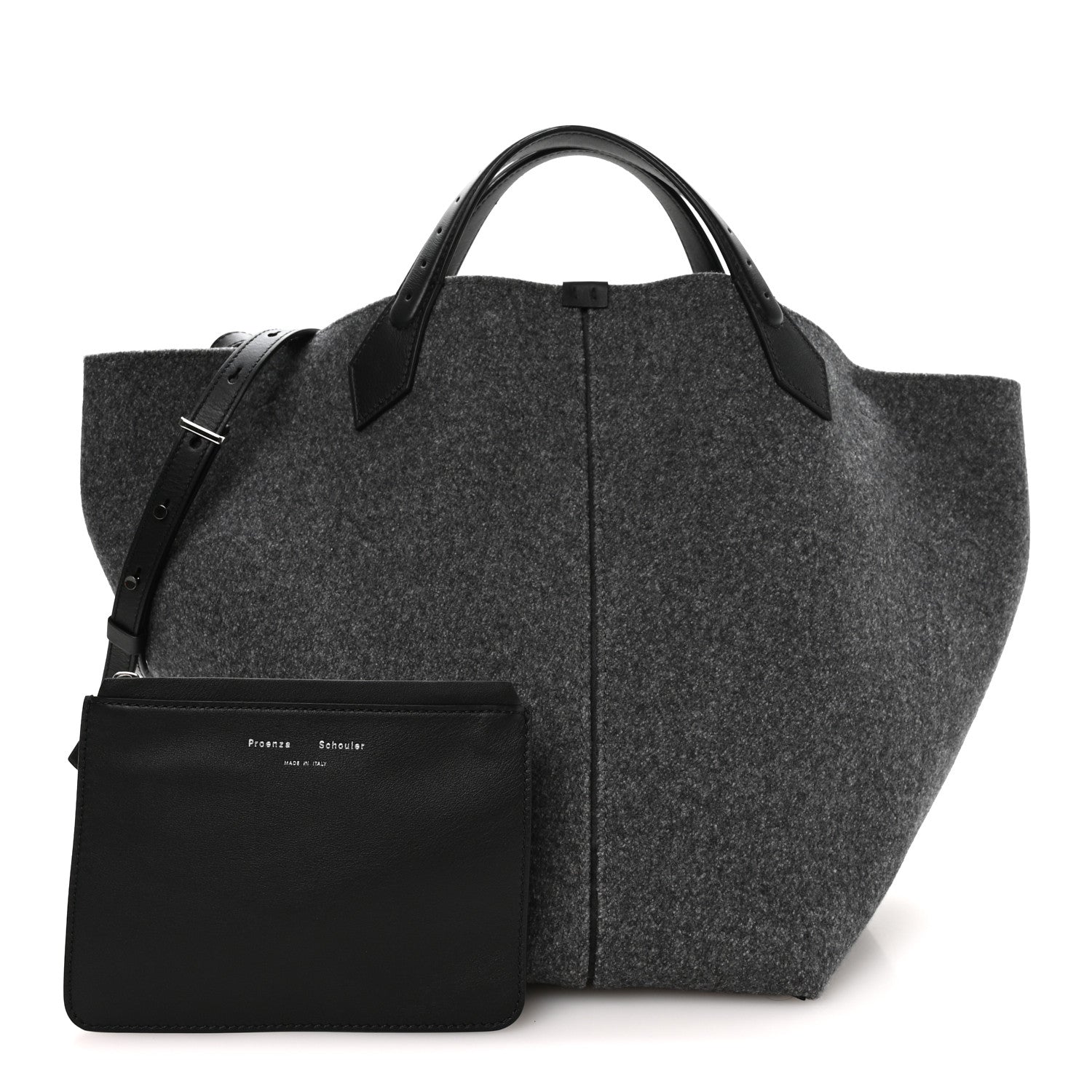 Proenza Schouler Melange Felted Wool Large Chelsea Tote Grey 3 of 10