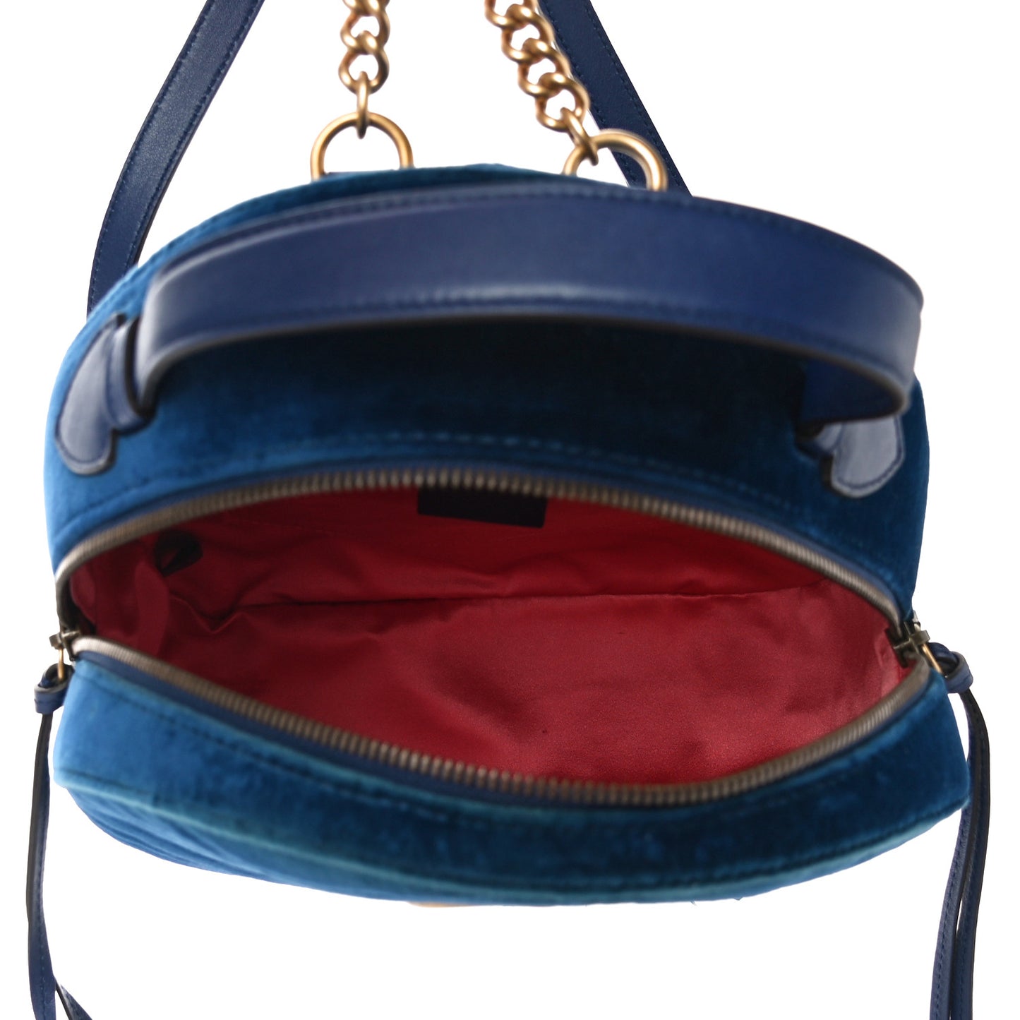 Velvet Matelasse GG Marmont Dome Backpack Cobalt Blue
