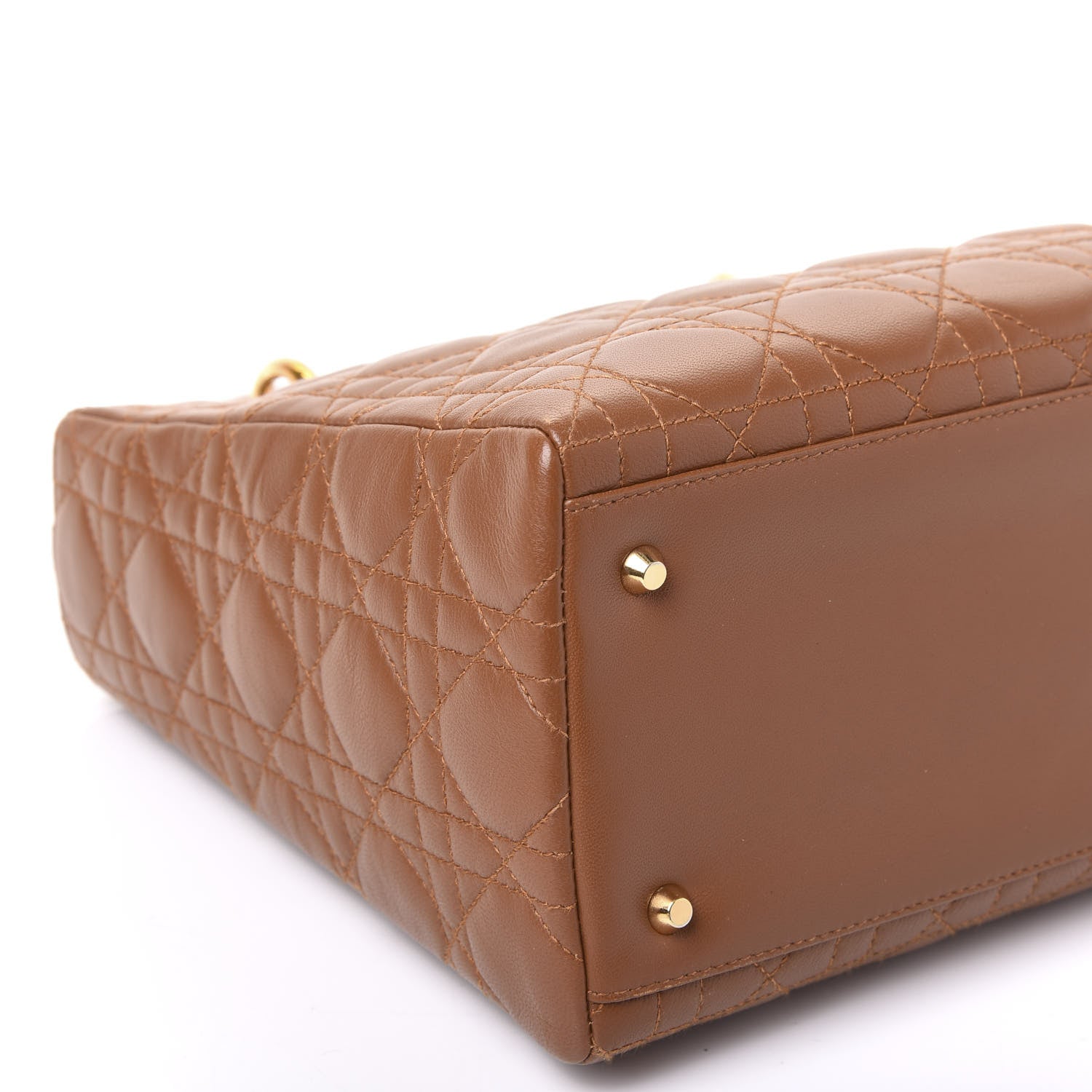 Christian Dior Lambskin Cannage Medium Lady Dior Tan 5 of 11