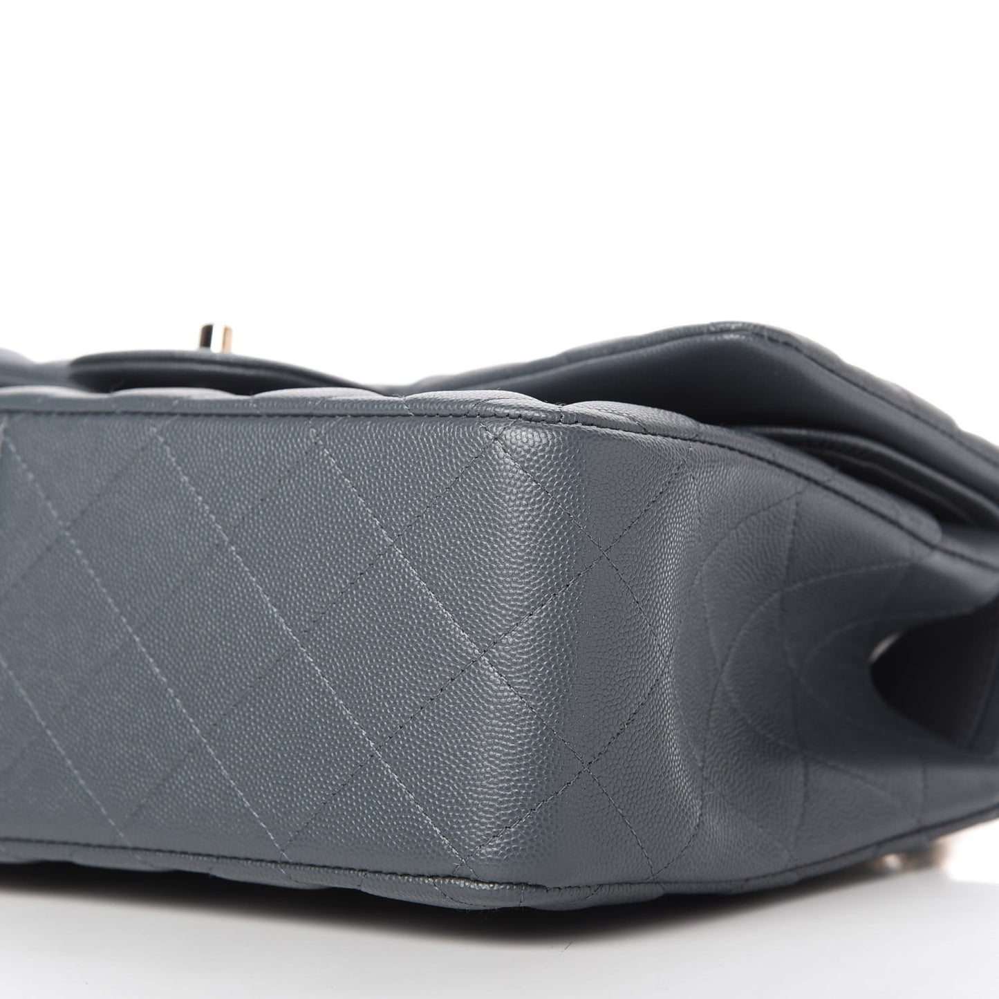 Caviar Quilted Jumbo Double Flap Dark Grey