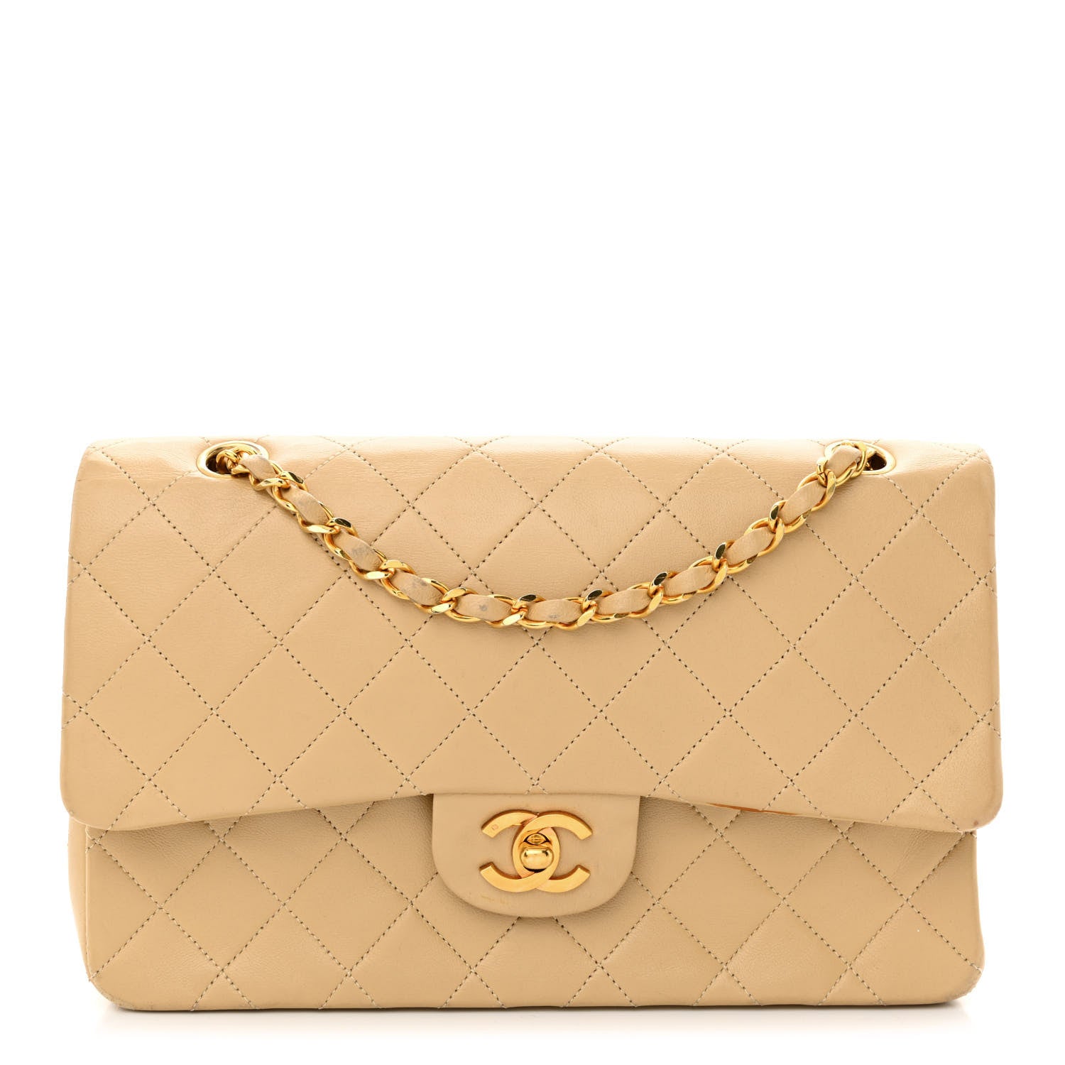 Chanel Lambskin Quilted Medium Double Flap Beige 1 of 18