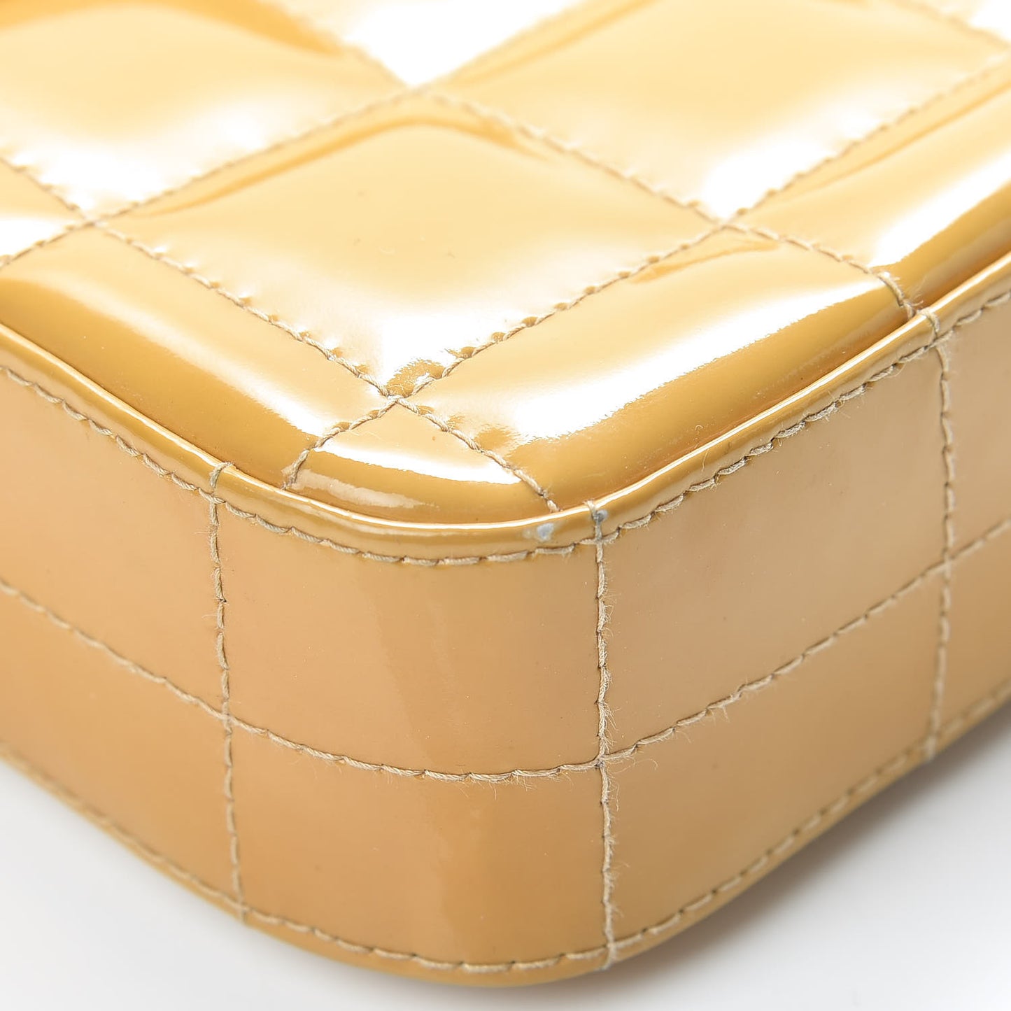 Patent East West Chocolate Bar Flap Beige