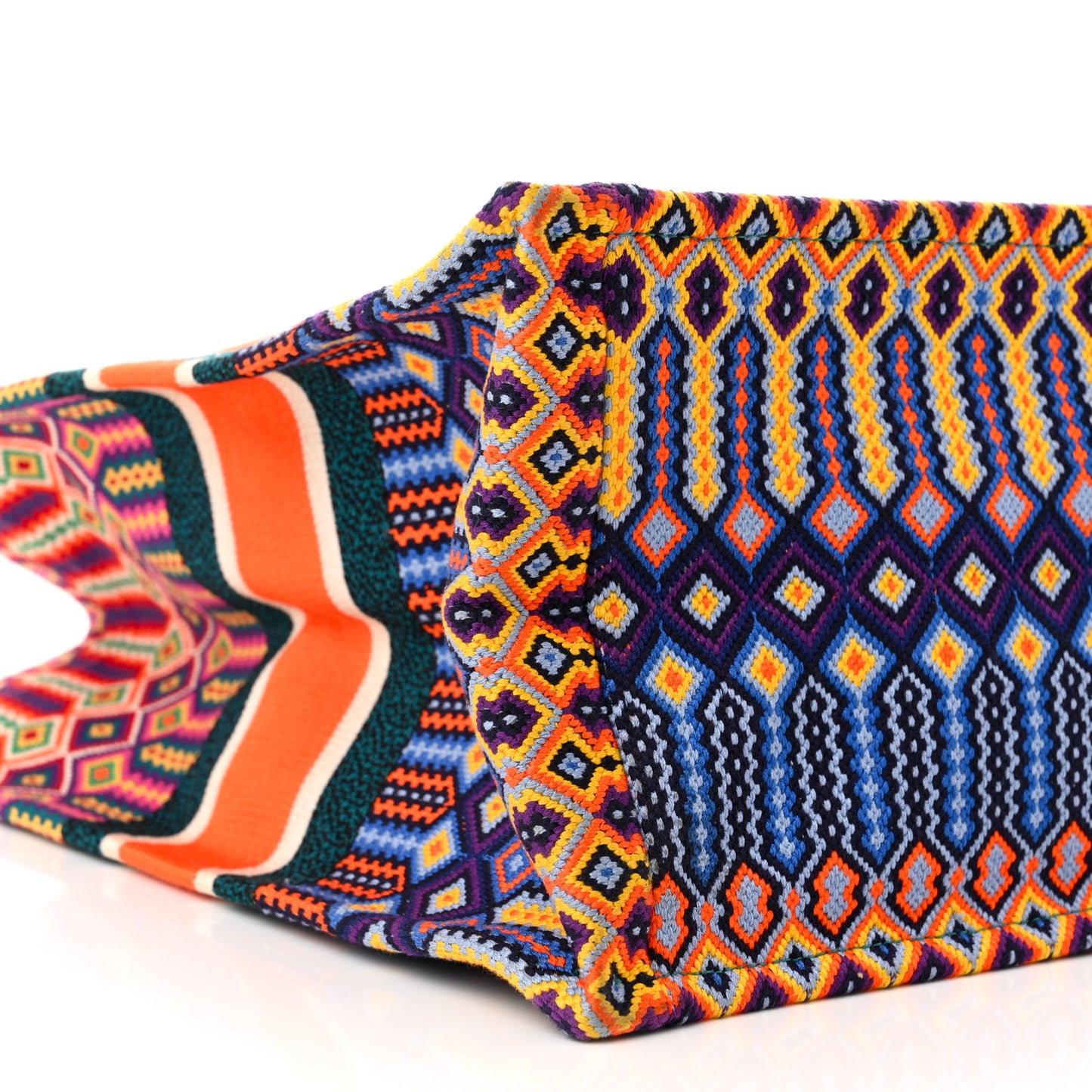 Canvas Embroidered Large Book Tote Orange Multicolor
