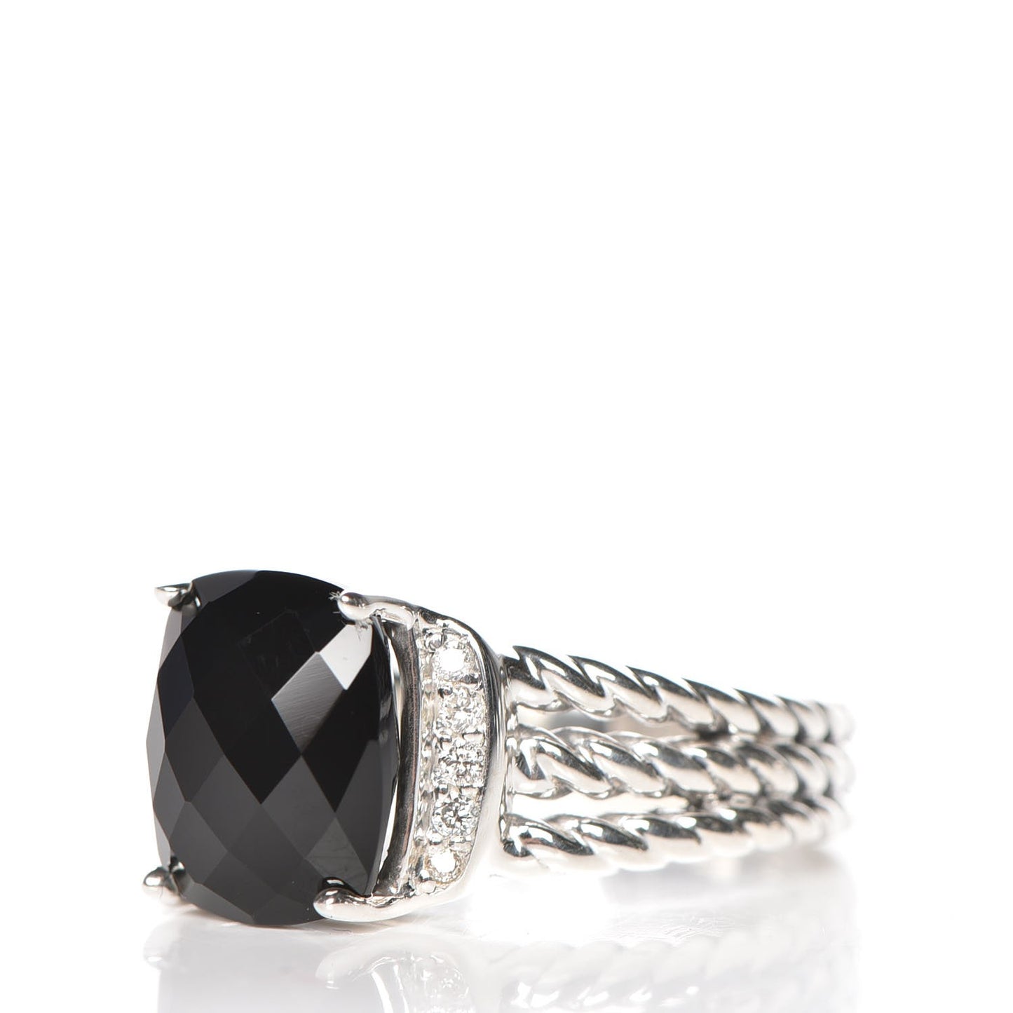 Sterling Silver Diamond Black Onyx 10mm Petite Wheaton Ring 53 6.5