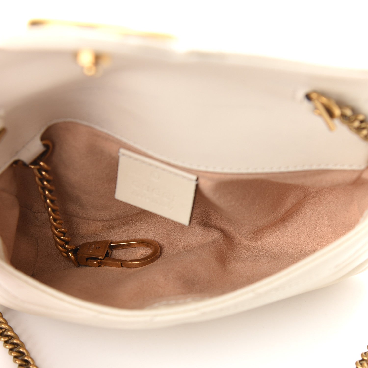 Gucci Calfskin Matelasse Super Mini GG Marmont Shoulder Bag White 5 of 10