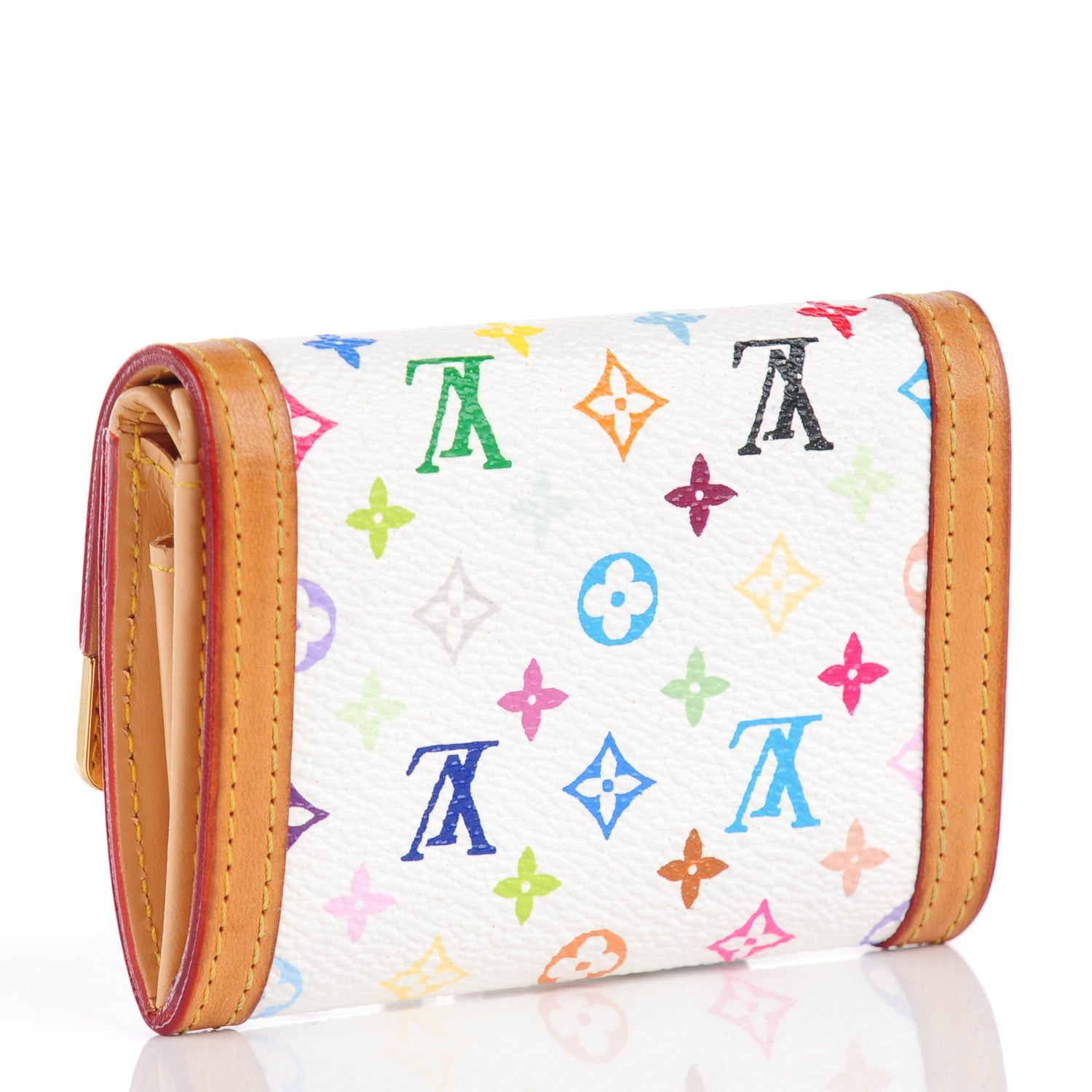Louis Vuitton Monogram Multicolor Porte-Monnaie Billets Wallet White 3 of 8