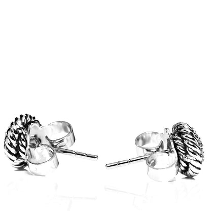 David Yurman Sterling Silver Pave Diamond 7mm Petite Earrings 3 of 3