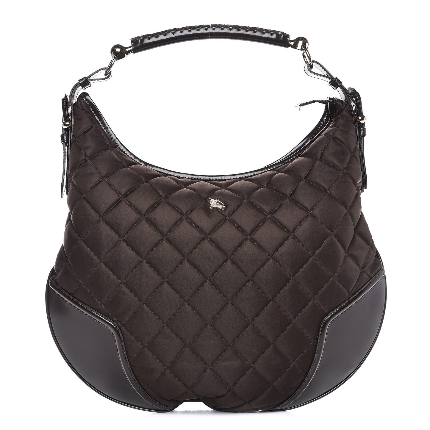 Nylon Calfskin Quilted Hoxton Hobo Brown