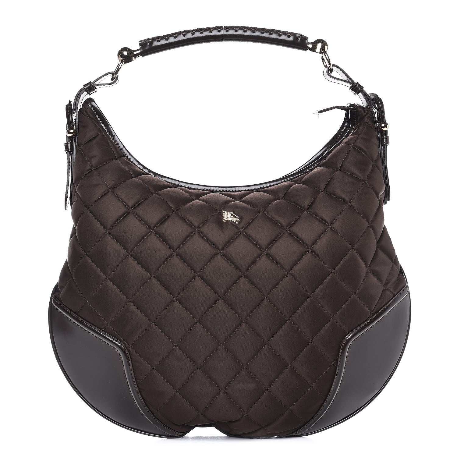 Burberry Nylon Calfskin Quilted Hoxton Hobo Brown 1 of 8