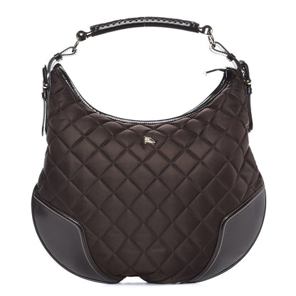 Burberry Nylon Calfskin Quilted Hoxton Hobo Brown 1 of 8