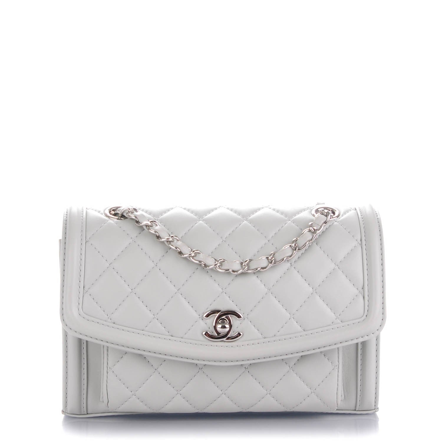Chanel Lambskin Quilted Small Geometric Flap Light Grey 1 of 7