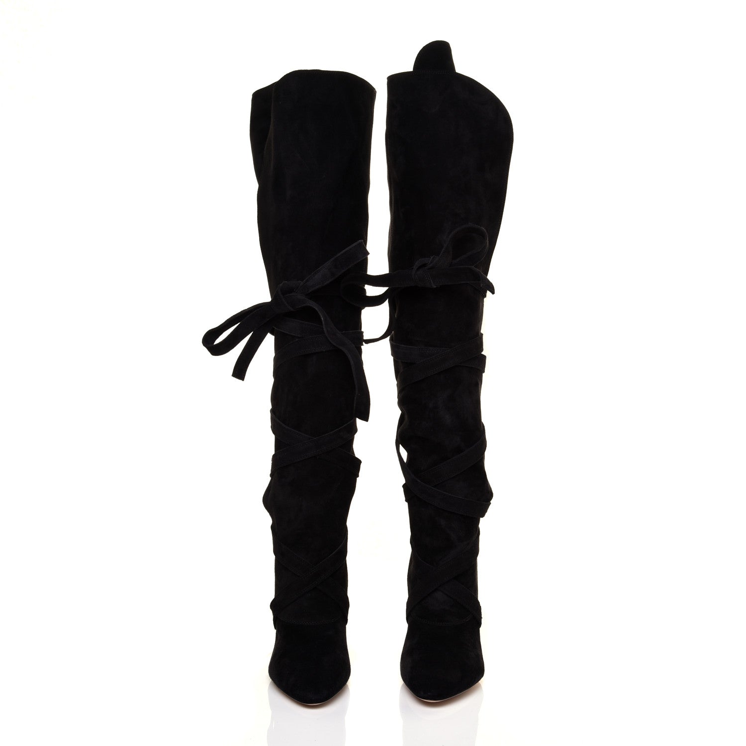 Saint Laurent Suede Meurice Wraparound Over The Knee Boots 39 Black 2 of 7