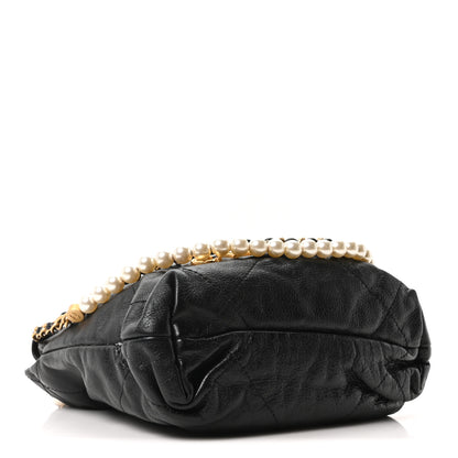Chanel Shiny Crumpled Calfskin Quilted Pearl Mini Chanel 22 Black 4 of 10