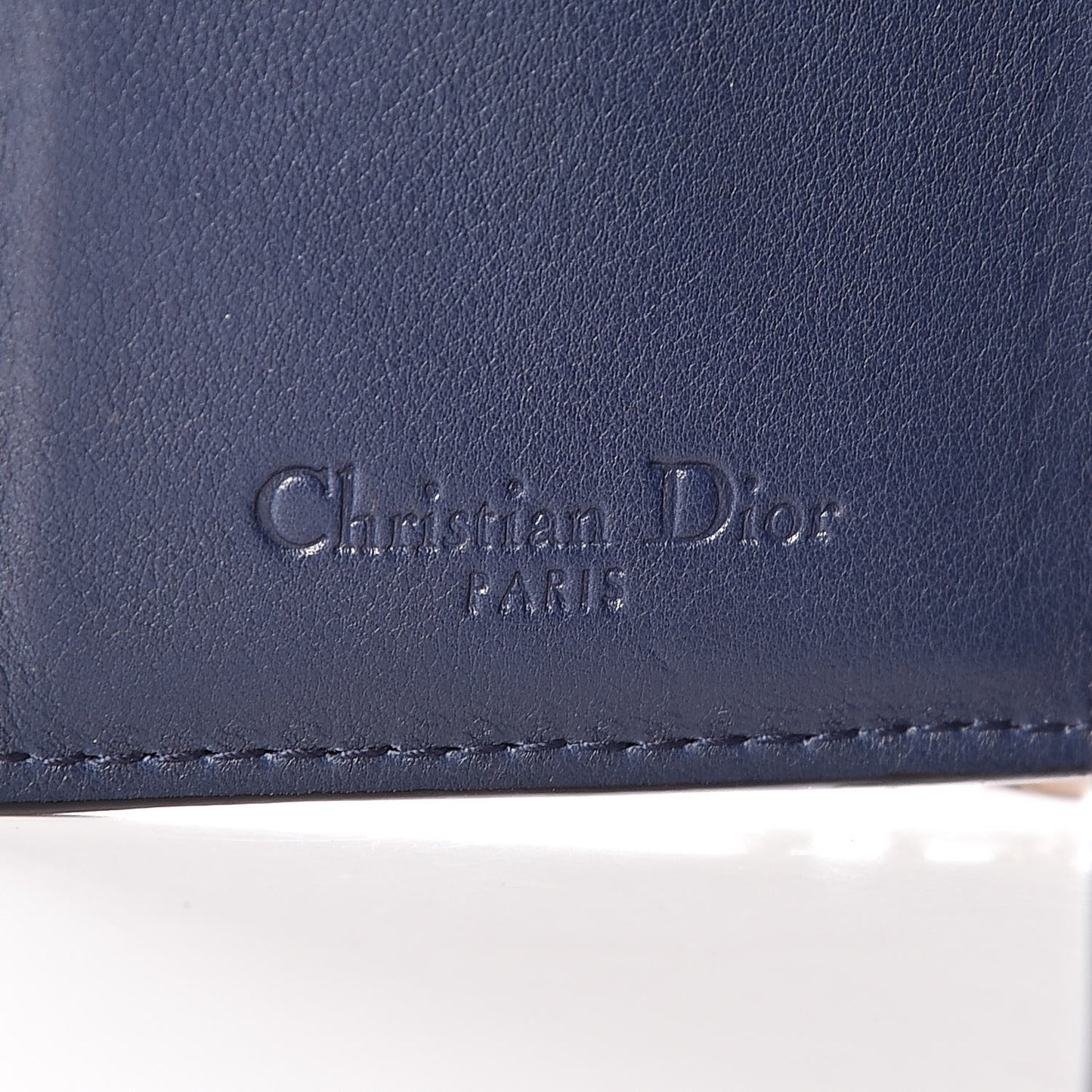 Lambskin Cannage Studded Lady Dior Card Holder Navy
