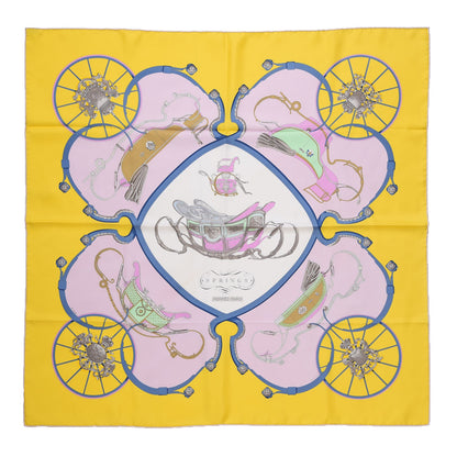 Hermes Silk Springs Scarf 90 Jaune Citron Parme Blanc 1 of 7
