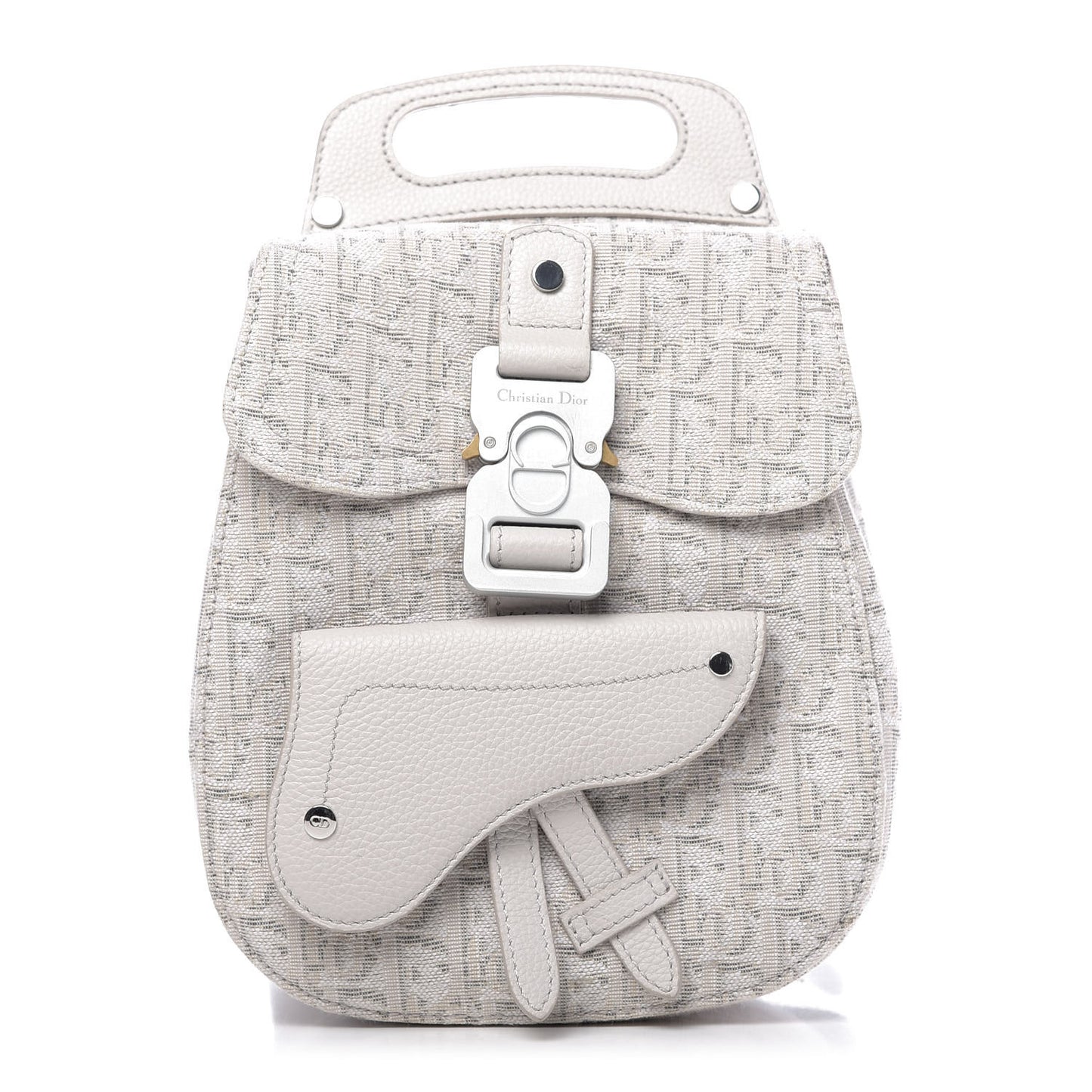 HOMME Oblique Jacquard Calfskin Mini Saddle Backpack Beige