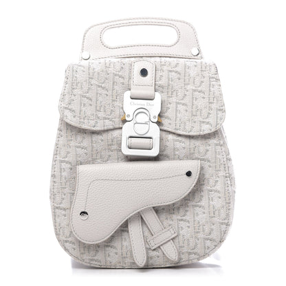 Christian Dior HOMME Oblique Jacquard Calfskin Mini Saddle Backpack Beige 1 of 12