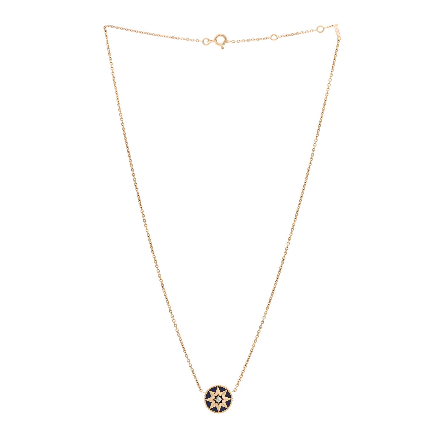 Christian Dior 18K Yellow Gold Diamond Lapis Lazuli Rose Des Vents Necklace 3 of 6