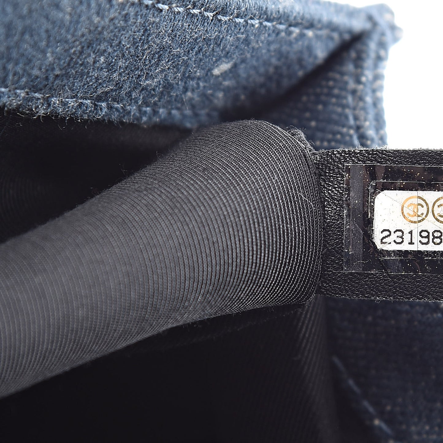 Denim Embossed Medium Boy Flap Blue