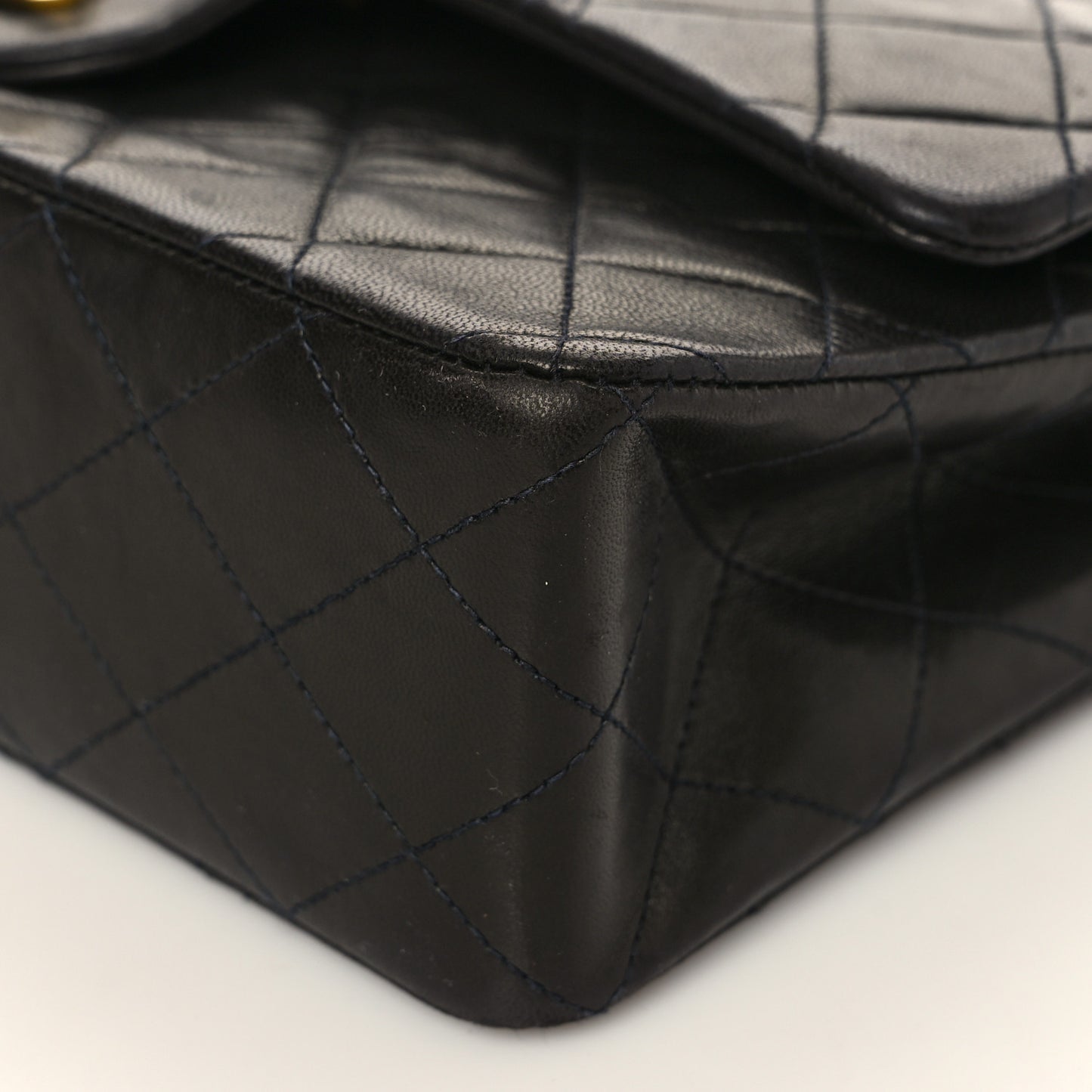 Lambskin Quilted Medium Double Flap Black