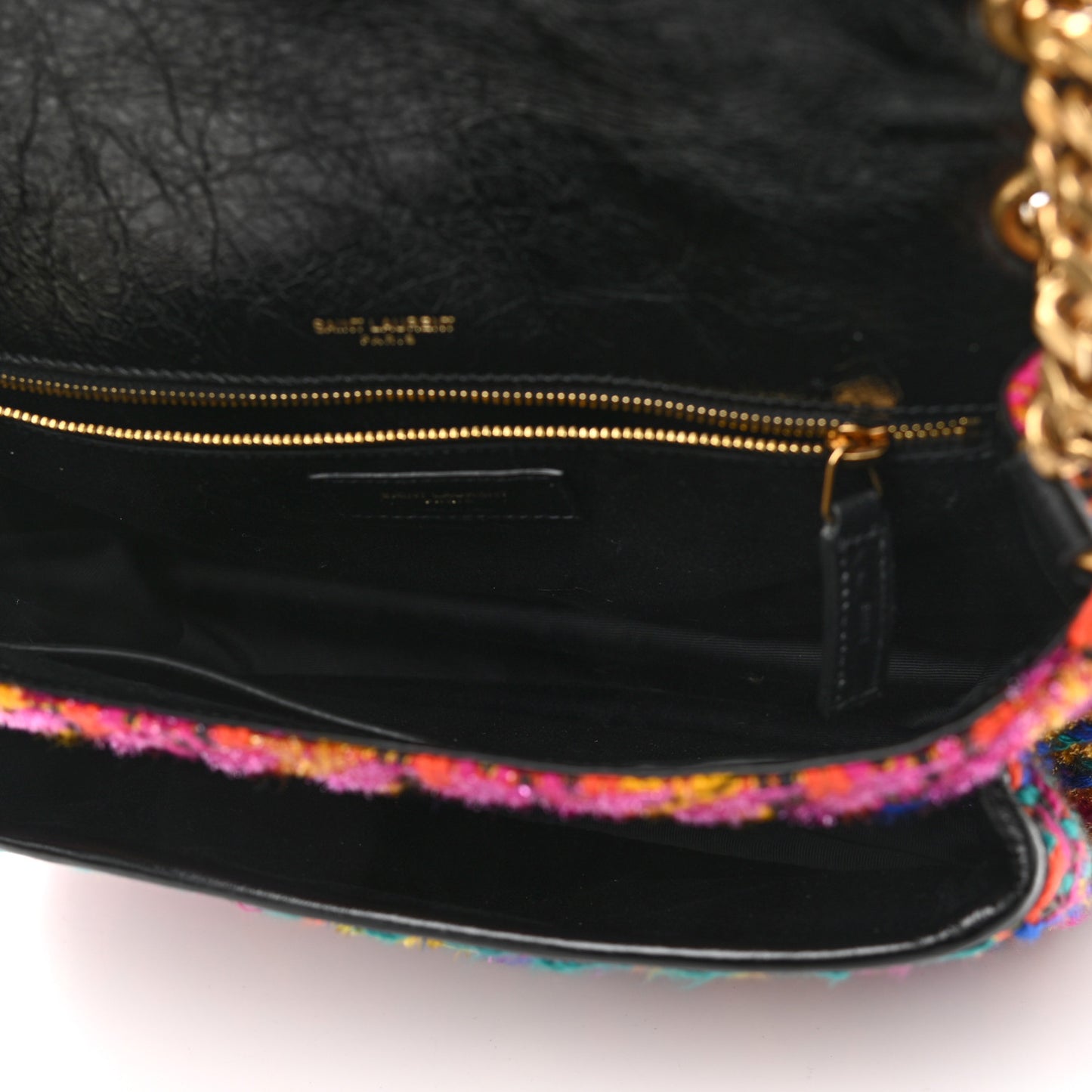 Tweed Calfskin Matelasse Monogram Medium Niki Chain Satchel Multicolor