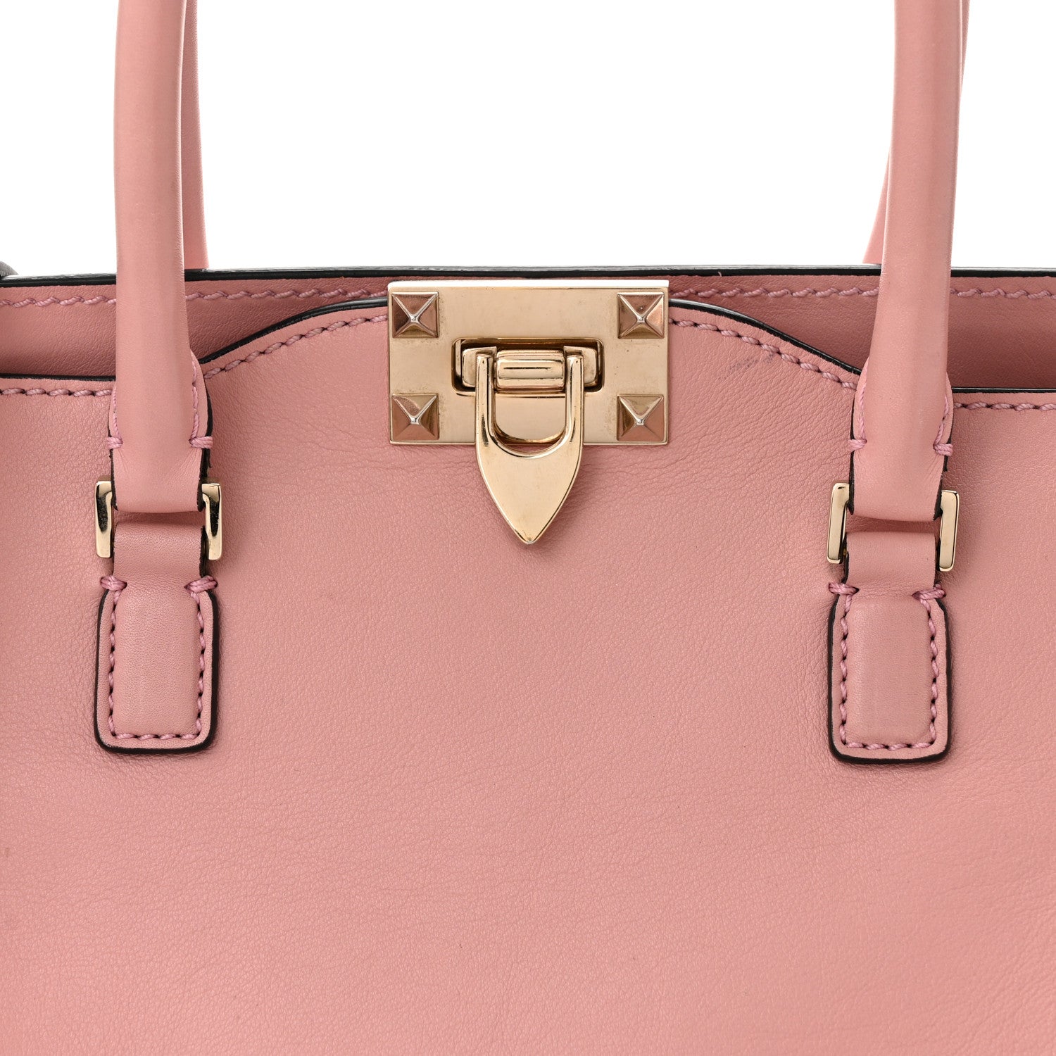 Valentino Garavani Vitello Rockstud Double Handle Tote Pop Gardenia 8 of 14