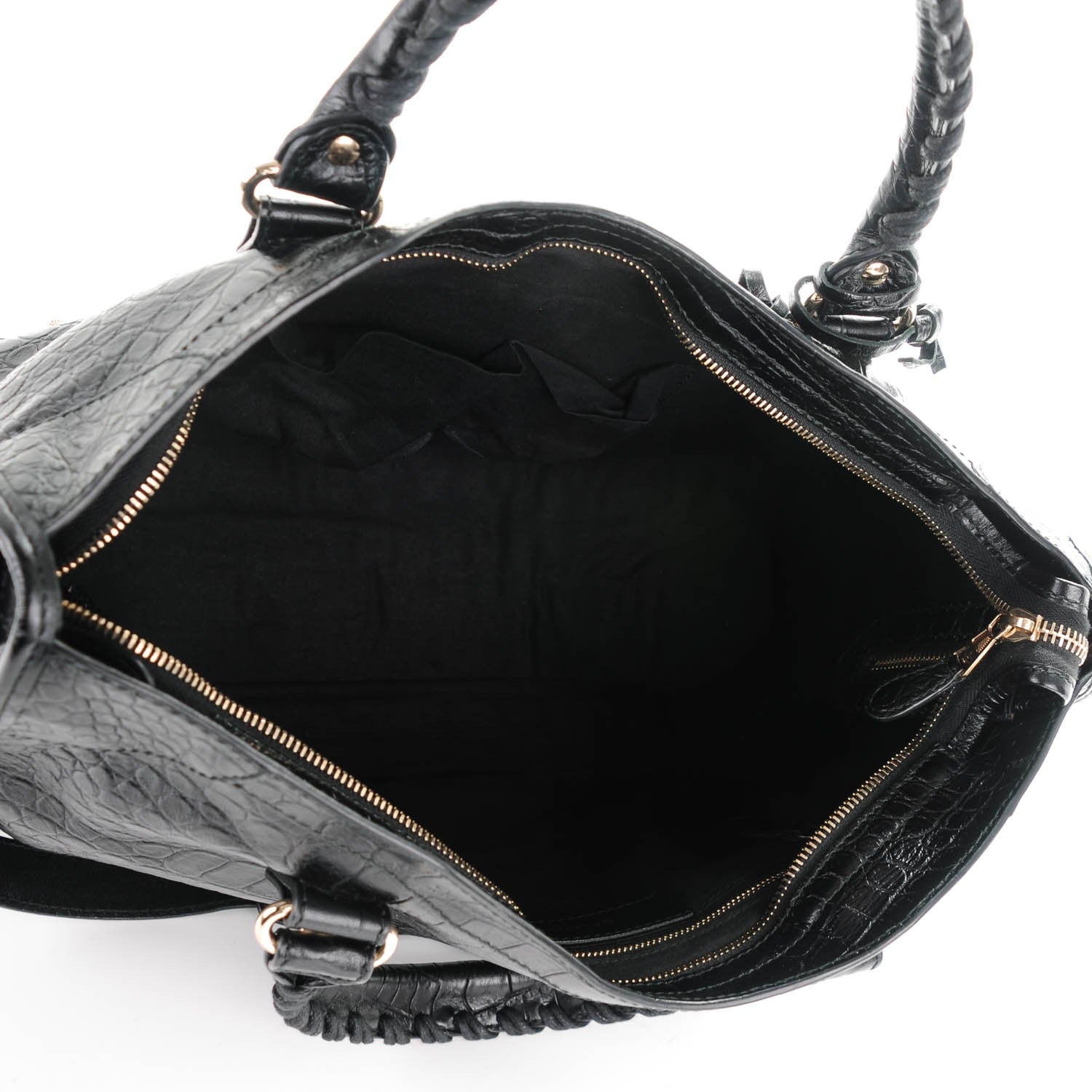 Balenciaga Calfskin Crocodile Embossed Giant 12 Gold Hardware City Black 5 of 8