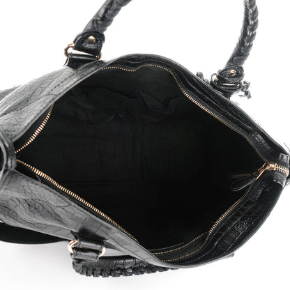 Balenciaga Calfskin Crocodile Embossed Giant 12 Gold Hardware City Black 5 of 8