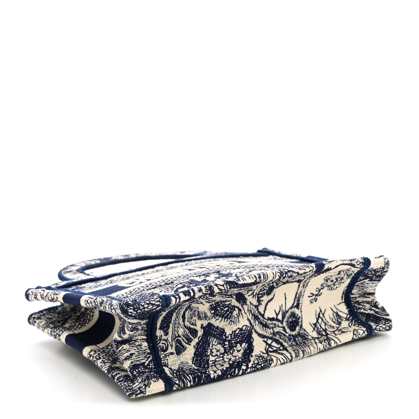 Canvas Embroidered Mini Toile De Jouy Book Tote Blue