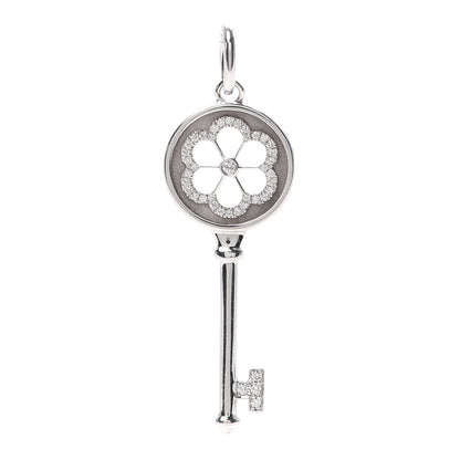 Tiffany 18K White Gold Diamond Blossom Key Pendant 1 of 4